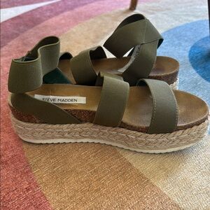 Steve Madden Green Espadrille Shoes with Jute Platform